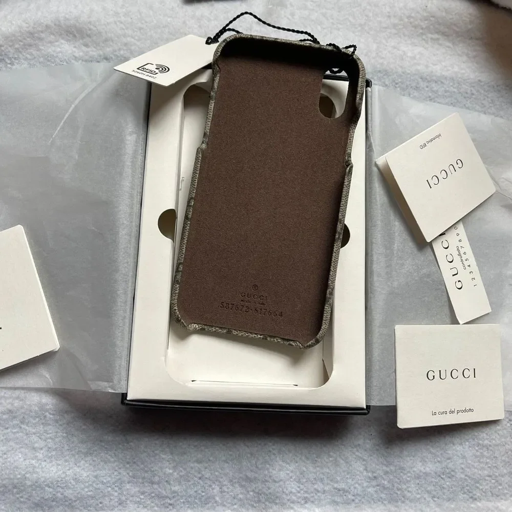 GUCCI GG Supreme Monogram Ophidia iPhone X/XS Case Beige Canvas NWT
